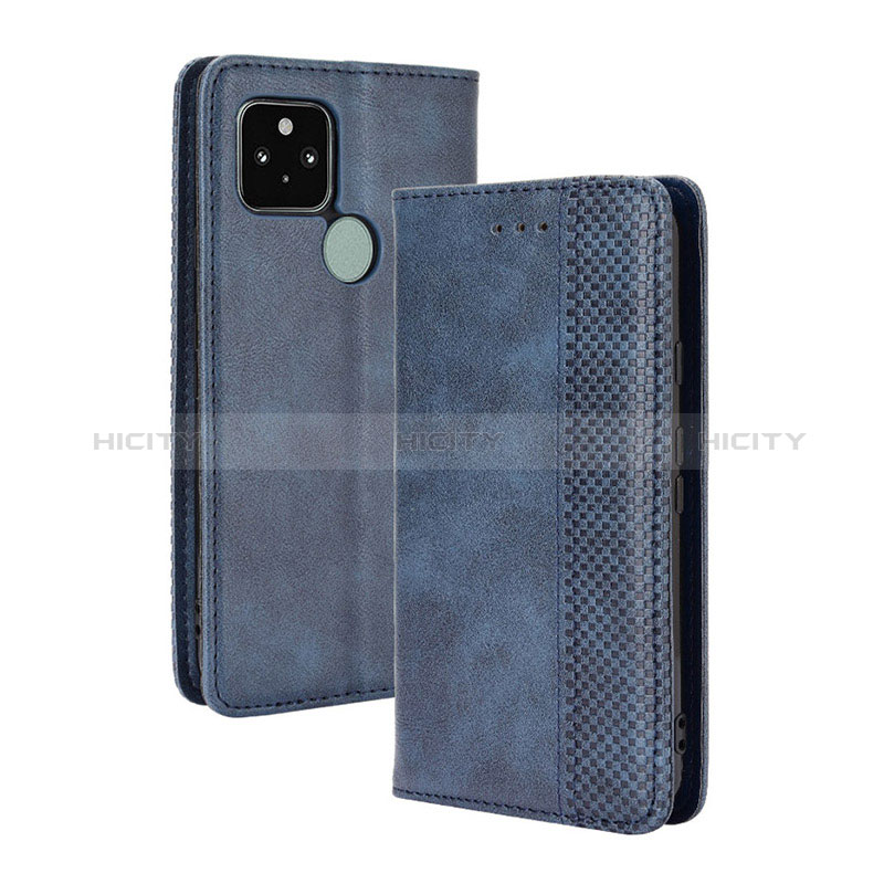 Funda de Cuero Cartera con Soporte Carcasa BY4 para Google Pixel 5 Azul