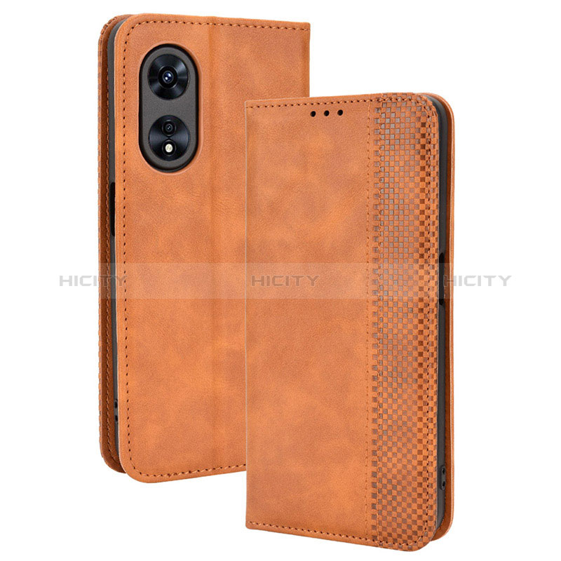 Funda de Cuero Cartera con Soporte Carcasa BY4 para Oppo A58 5G Marron