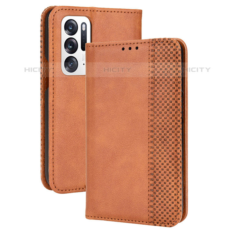 Funda de Cuero Cartera con Soporte Carcasa BY4 para Oppo Find N 5G Marron