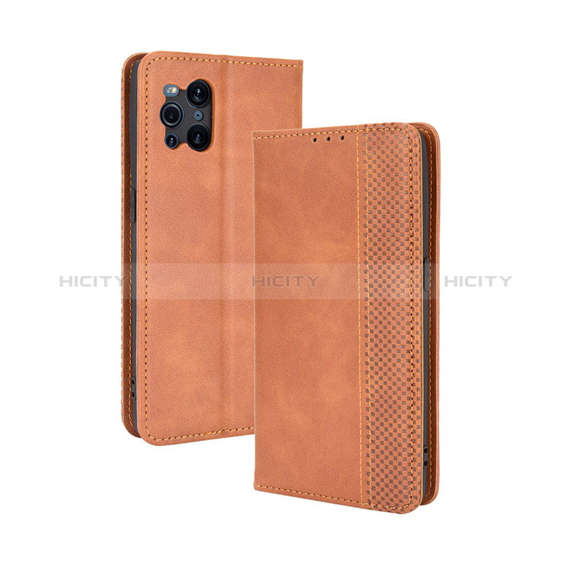 Funda de Cuero Cartera con Soporte Carcasa BY4 para Oppo Find X3 5G