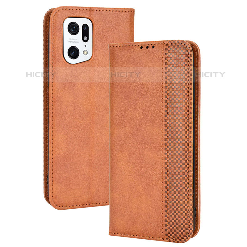 Funda de Cuero Cartera con Soporte Carcasa BY4 para Oppo Find X5 Pro 5G