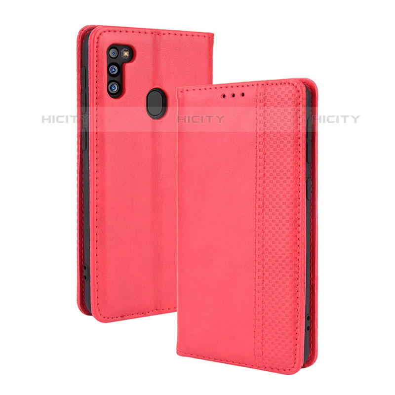 Funda de Cuero Cartera con Soporte Carcasa BY4 para Samsung Galaxy M21 (2021) Rojo