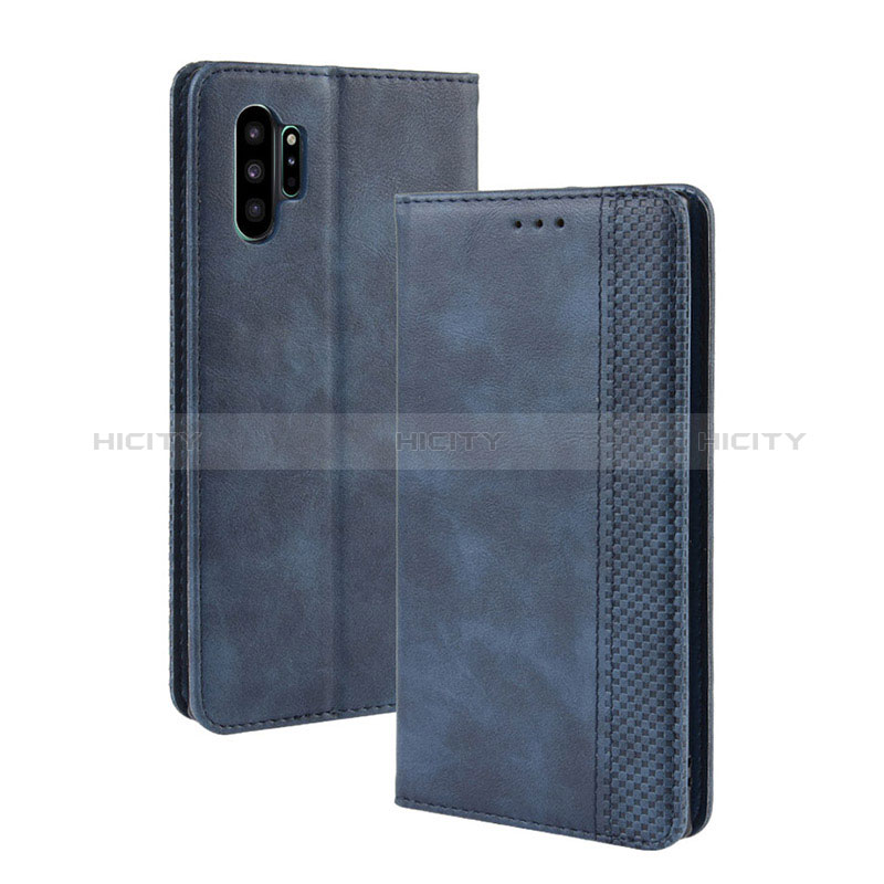 Funda de Cuero Cartera con Soporte Carcasa BY4 para Samsung Galaxy Note 10 Plus 5G Azul