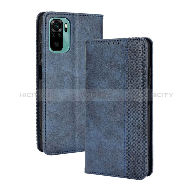 Funda de Cuero Cartera con Soporte Carcasa BY4 para Xiaomi Redmi Note 10S 4G Azul