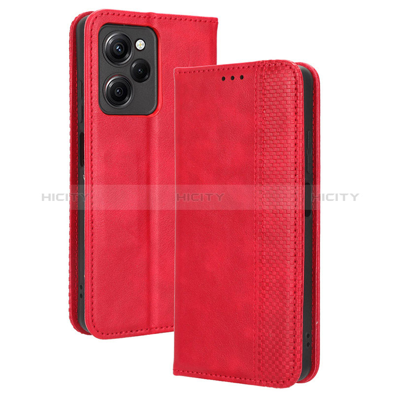 Funda de Cuero Cartera con Soporte Carcasa BY4 para Xiaomi Redmi Note 12 Pro Speed 5G Rojo