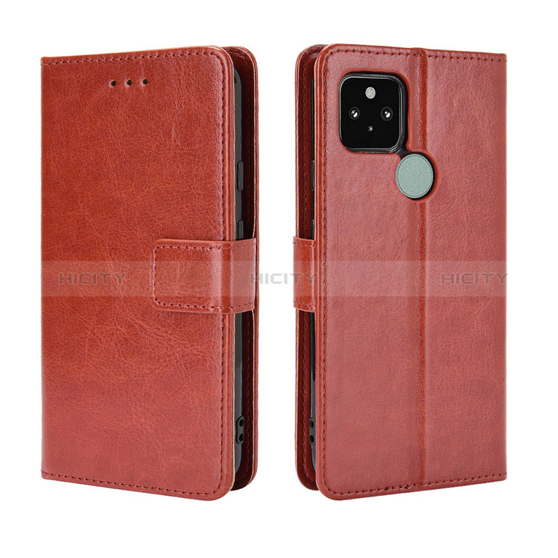 Funda de Cuero Cartera con Soporte Carcasa BY5 para Google Pixel 5 Marron