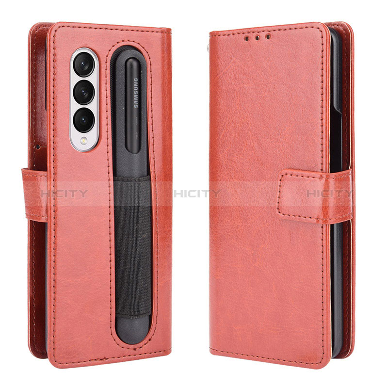 Funda de Cuero Cartera con Soporte Carcasa BY5 para Samsung Galaxy Z Fold3 5G Marron