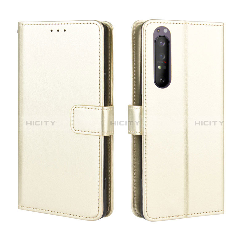 Funda de Cuero Cartera con Soporte Carcasa BY5 para Sony Xperia 1 II Oro