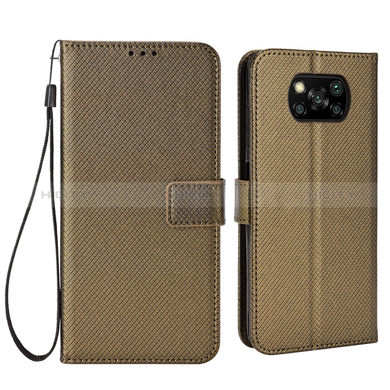 Funda de Cuero Cartera con Soporte Carcasa BY6 para Xiaomi Poco X3 NFC Marron