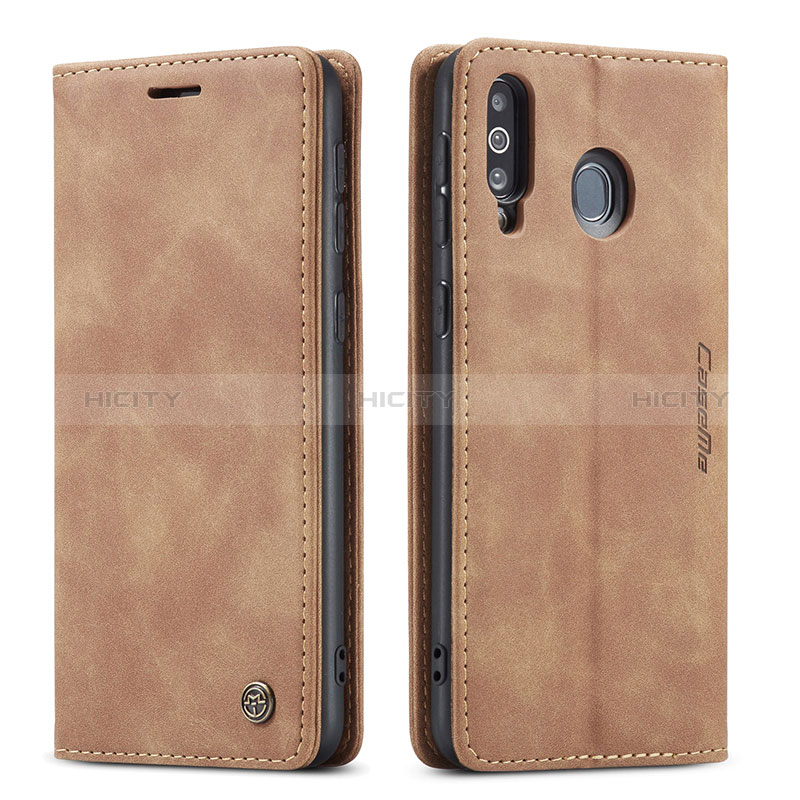 Funda de Cuero Cartera con Soporte Carcasa C01S para Samsung Galaxy M30 Marron Claro