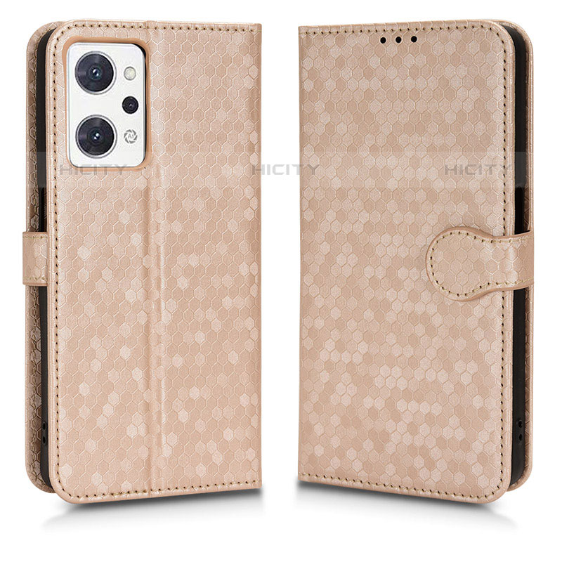 Funda de Cuero Cartera con Soporte Carcasa C01X para Oppo Reno7 A Oro