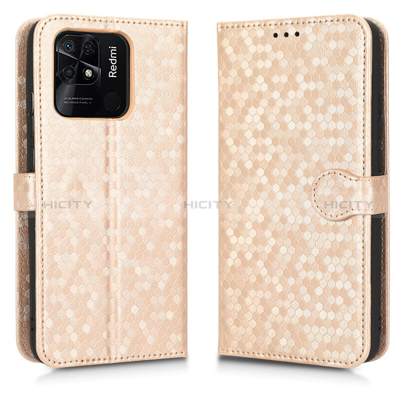 Funda de Cuero Cartera con Soporte Carcasa C01X para Xiaomi Redmi 10 India Oro