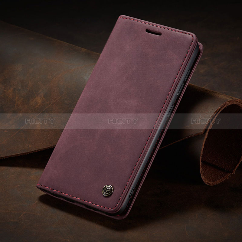 Funda de Cuero Cartera con Soporte Carcasa C02S para Xiaomi Redmi Note 13 Pro 5G Rojo Rosa