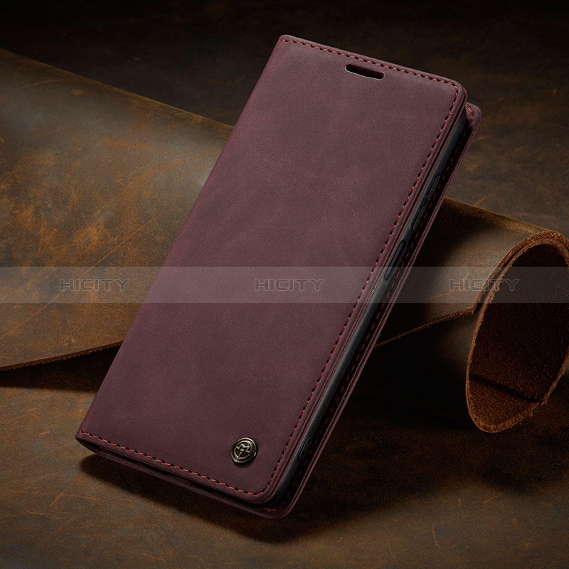 Funda de Cuero Cartera con Soporte Carcasa C02S para Xiaomi Redmi Note 9 Pro Rojo Rosa