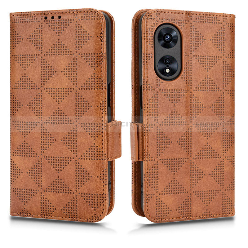 Funda de Cuero Cartera con Soporte Carcasa C02X para Oppo A58x 5G Marron