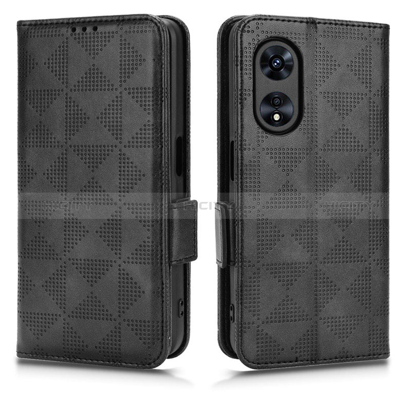 Funda de Cuero Cartera con Soporte Carcasa C02X para Oppo A58x 5G Negro