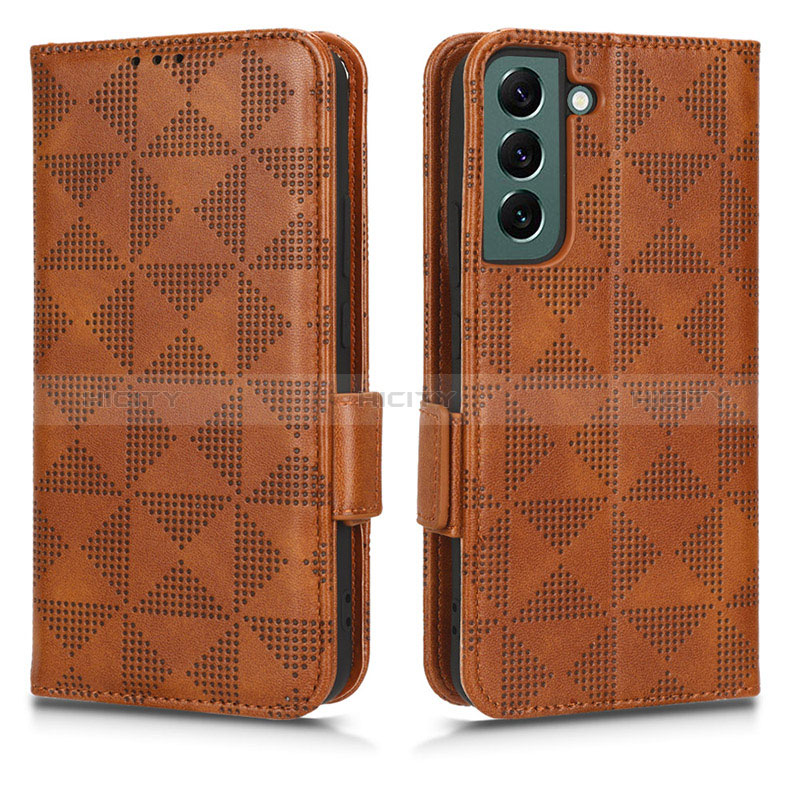 Funda de Cuero Cartera con Soporte Carcasa C02X para Samsung Galaxy S22 5G Marron