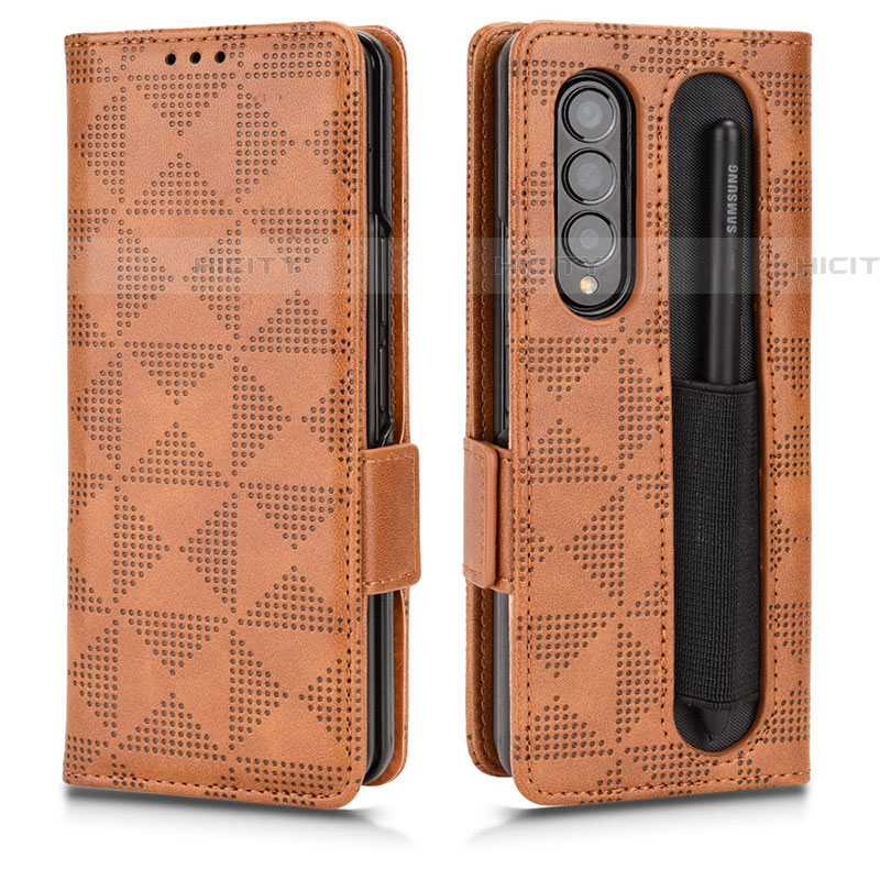 Funda de Cuero Cartera con Soporte Carcasa C02X para Samsung Galaxy Z Fold4 5G Marron