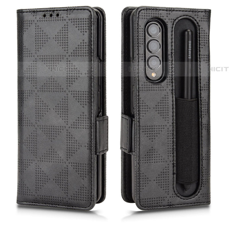 Funda de Cuero Cartera con Soporte Carcasa C02X para Samsung Galaxy Z Fold4 5G Negro