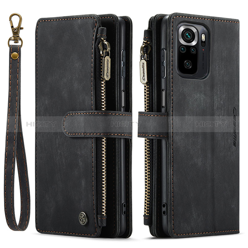 Funda de Cuero Cartera con Soporte Carcasa C03S para Xiaomi Redmi Note 10S 4G Negro