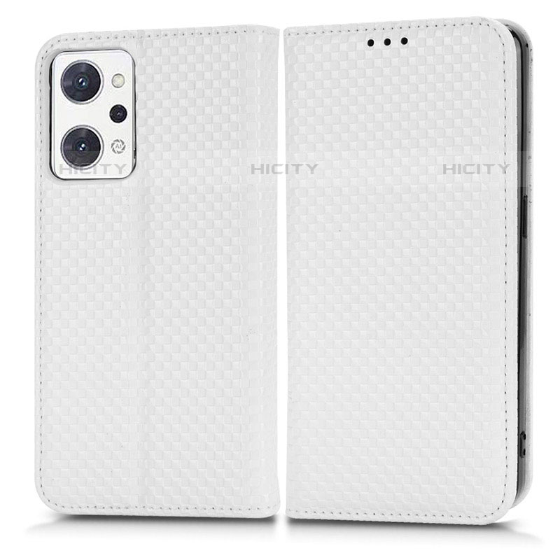 Funda de Cuero Cartera con Soporte Carcasa C03X para Oppo Reno7 A Blanco