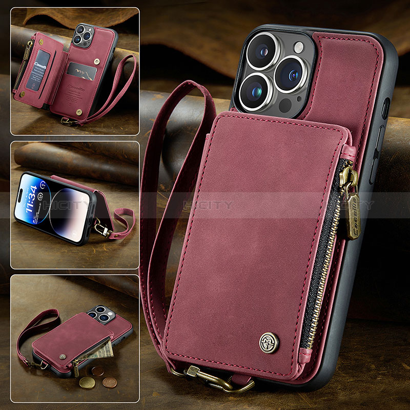 Funda de Cuero Cartera con Soporte Carcasa C05S para Apple iPhone 13 Pro Max