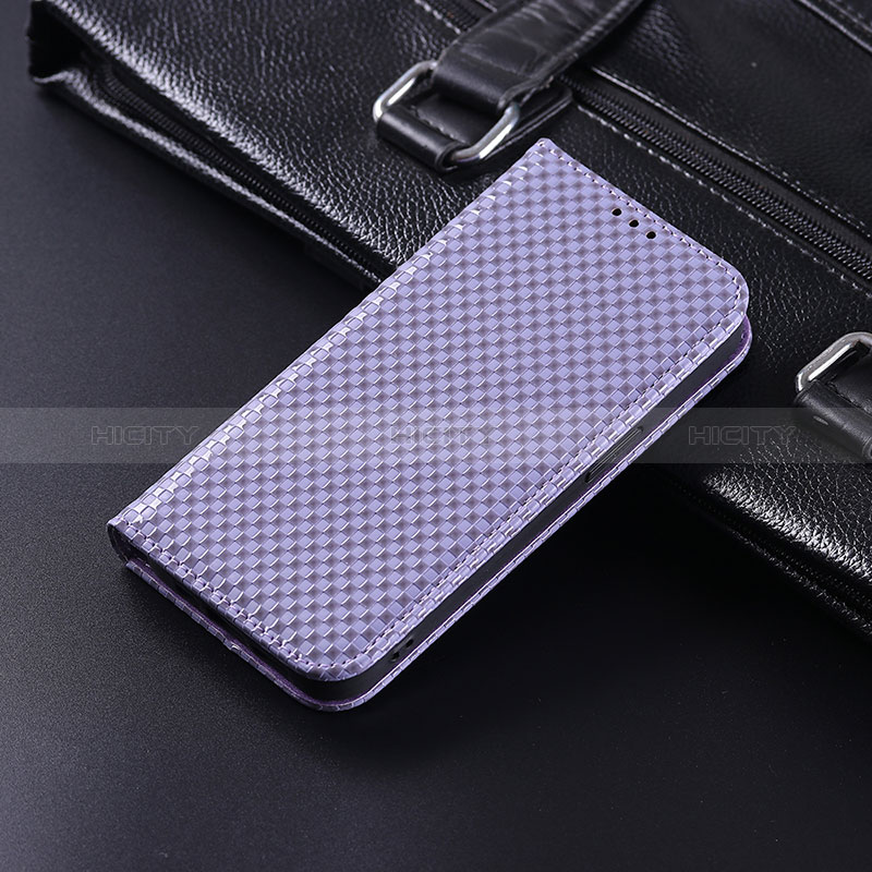 Funda de Cuero Cartera con Soporte Carcasa C06X para Google Pixel 4 Morado