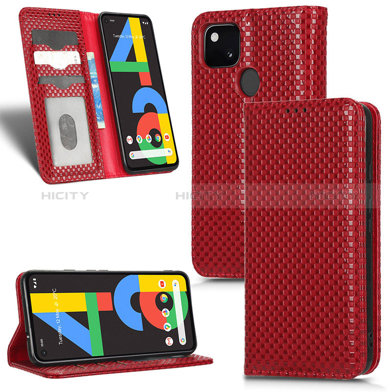 Funda de Cuero Cartera con Soporte Carcasa C06X para Google Pixel 4a