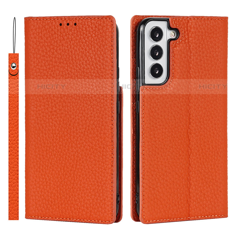 Funda de Cuero Cartera con Soporte Carcasa D01T para Samsung Galaxy S21 Plus 5G Naranja