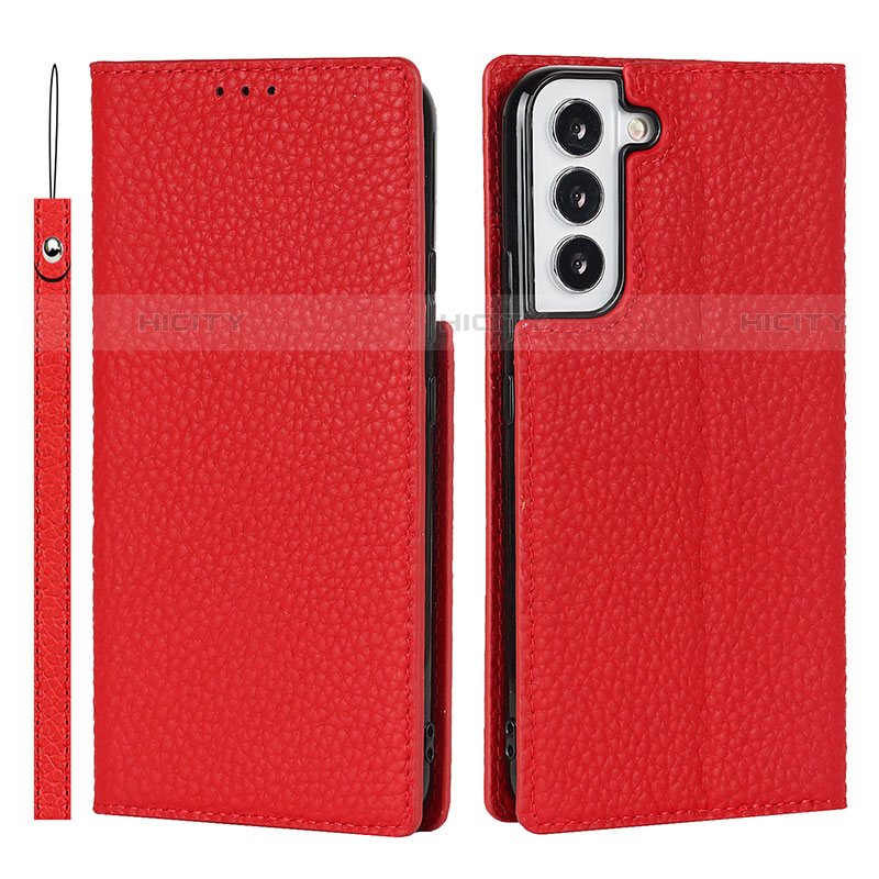 Funda de Cuero Cartera con Soporte Carcasa D01T para Samsung Galaxy S22 Plus 5G Rojo