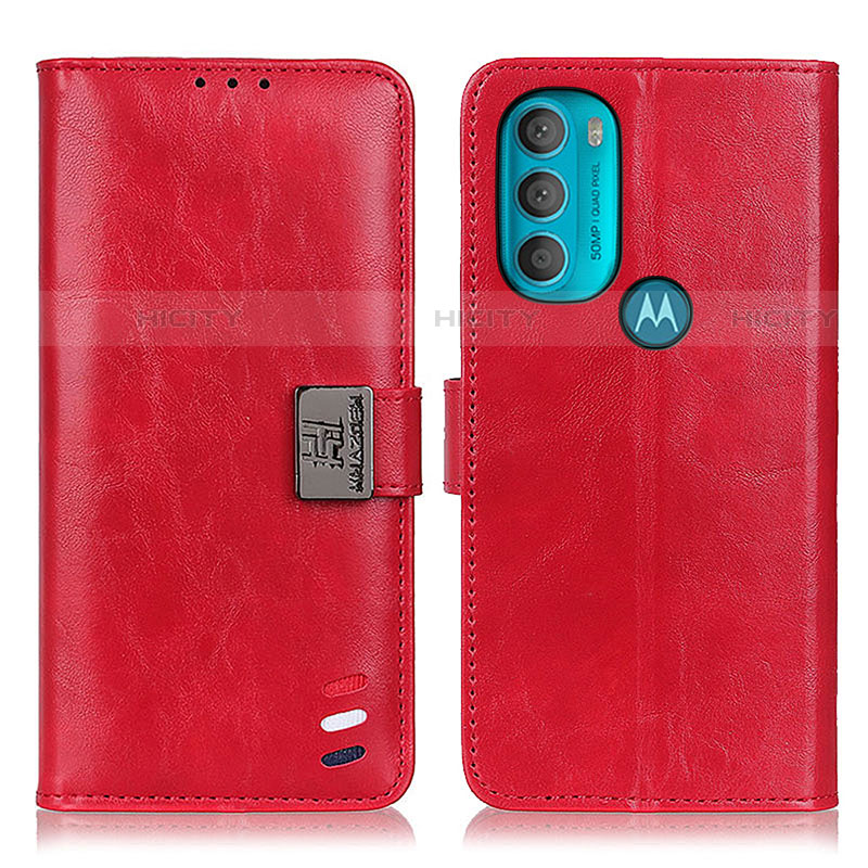Funda de Cuero Cartera con Soporte Carcasa D06Y para Motorola Moto G71 5G Rojo