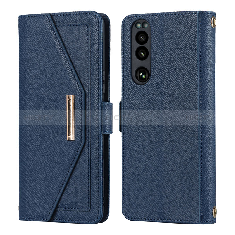 Funda de Cuero Cartera con Soporte Carcasa DT1 para Sony Xperia 5 III Azul