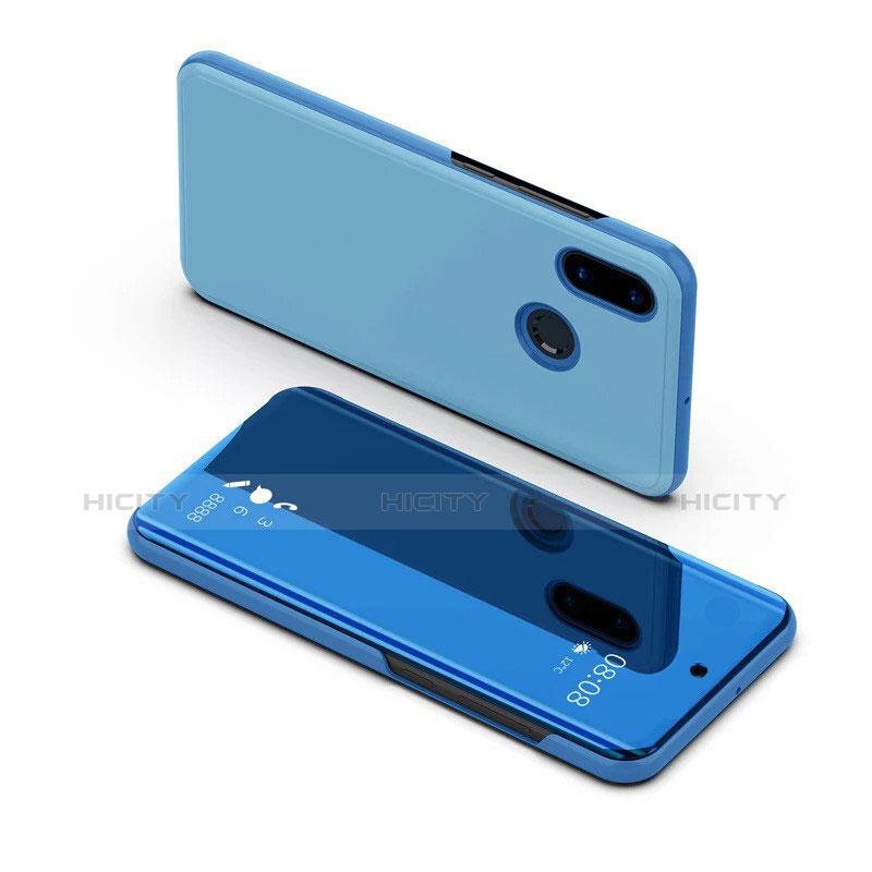 Funda de Cuero Cartera con Soporte Carcasa Espejo Carcasa para Samsung Galaxy A8s SM-G8870 Azul