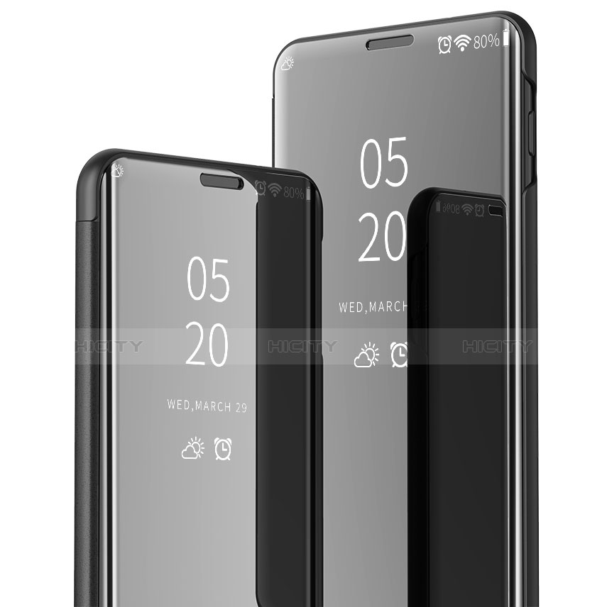 Funda de Cuero Cartera con Soporte Carcasa Espejo Carcasa para Samsung Galaxy S10 Negro