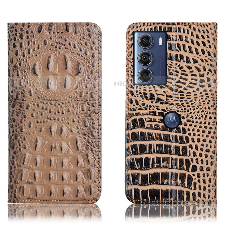 Funda de Cuero Cartera con Soporte Carcasa H01P para Motorola Moto Edge S30 5G Caqui