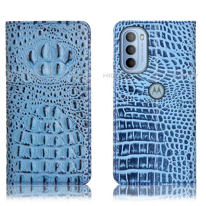 Funda de Cuero Cartera con Soporte Carcasa H01P para Motorola Moto G31