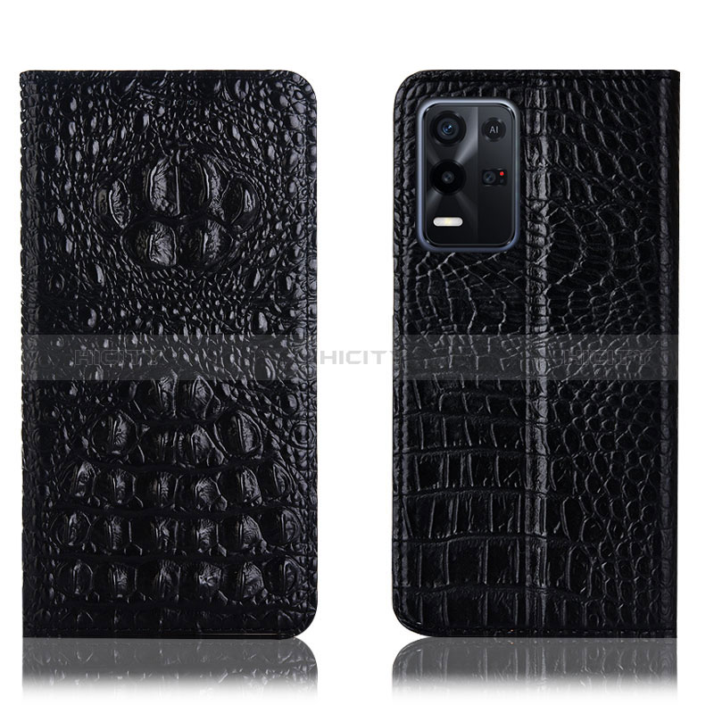 Funda de Cuero Cartera con Soporte Carcasa H01P para Oppo K9X 5G Negro