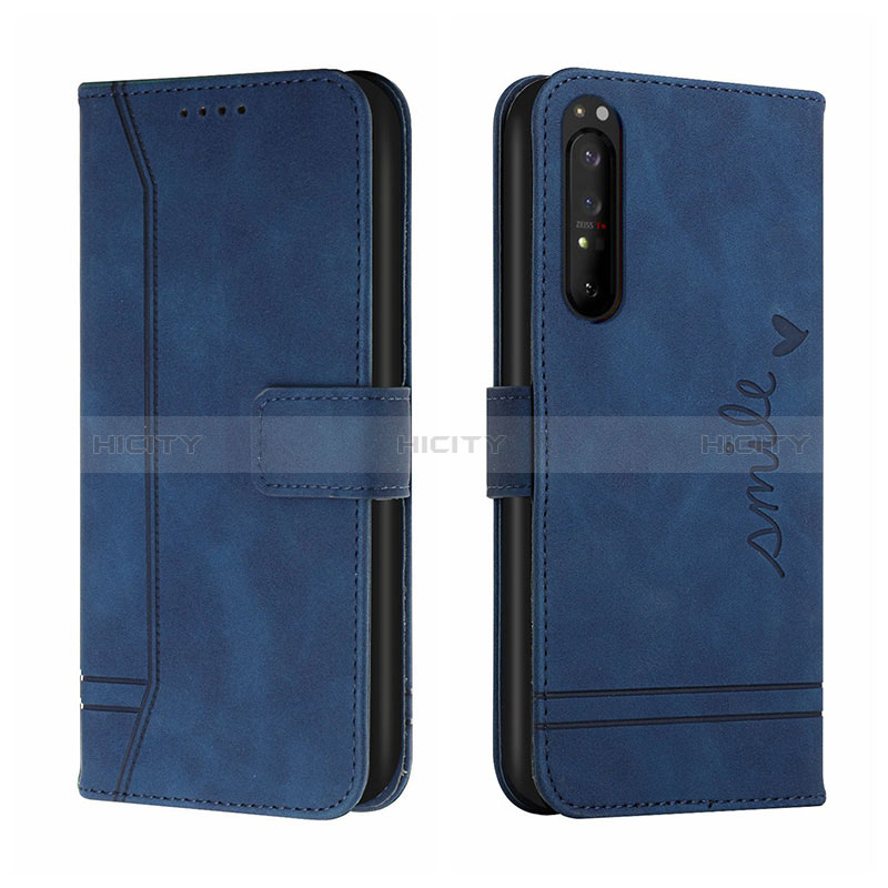 Funda de Cuero Cartera con Soporte Carcasa H01X para Sony Xperia 1 II Azul