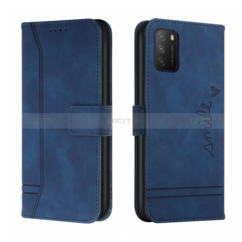 Funda de Cuero Cartera con Soporte Carcasa H01X para Xiaomi Poco M3 Azul