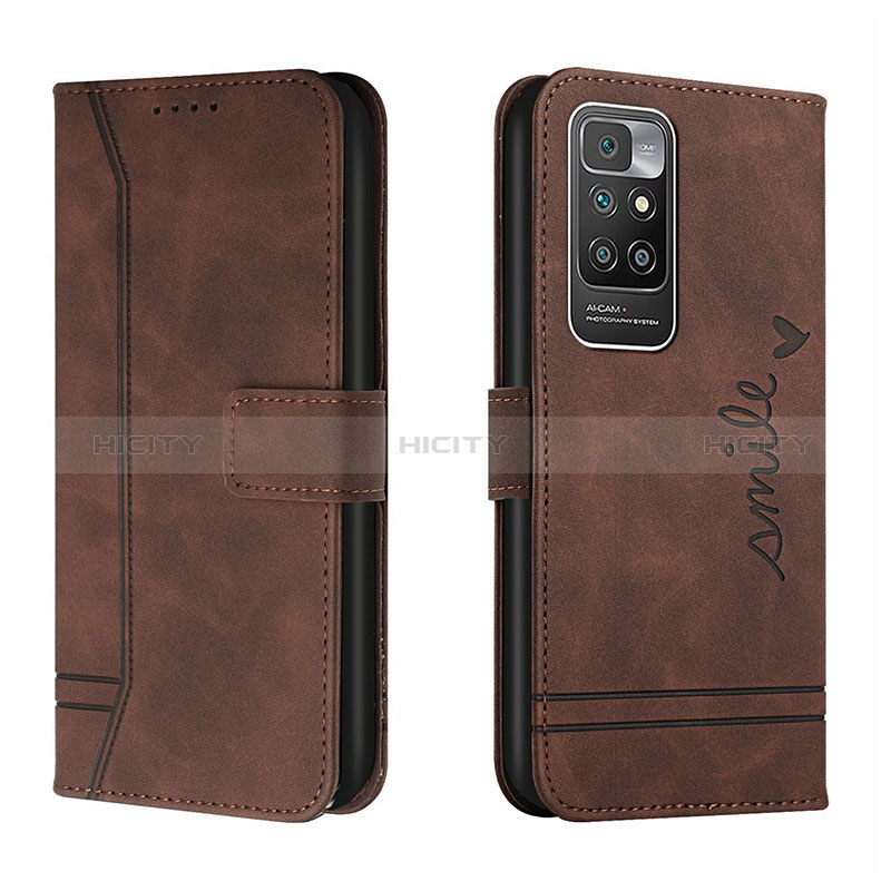 Funda de Cuero Cartera con Soporte Carcasa H01X para Xiaomi Redmi 10 4G Marron