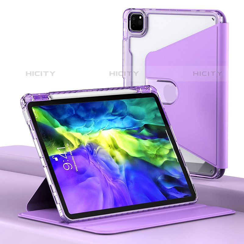 Funda de Cuero Cartera con Soporte Carcasa H02 para Apple iPad Pro 11 (2020) Morado