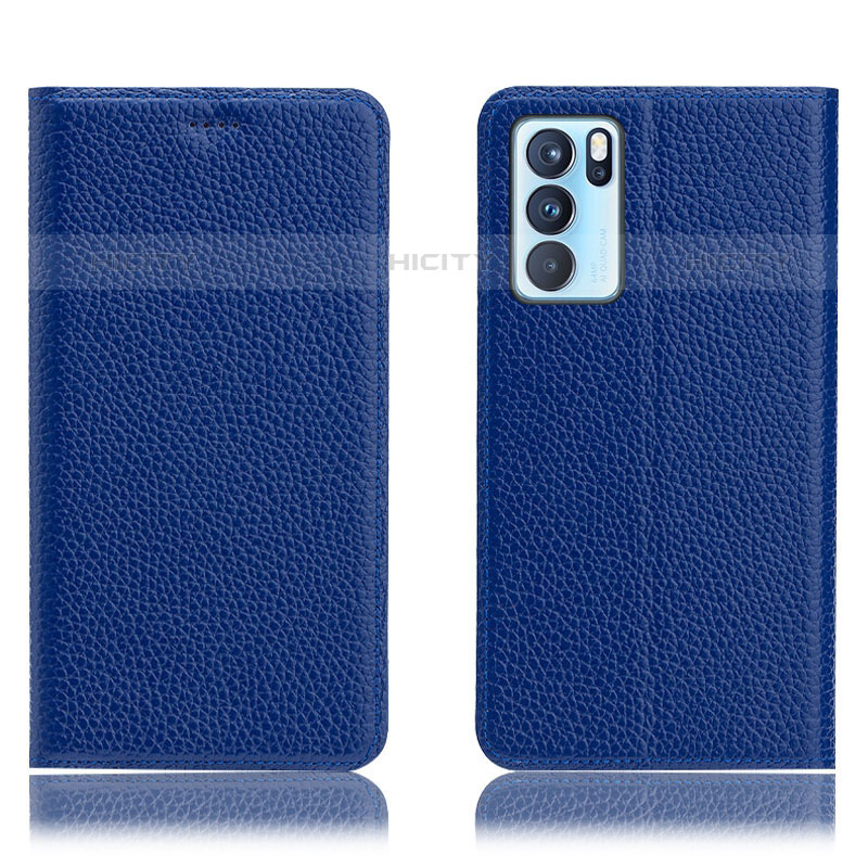 Funda de Cuero Cartera con Soporte Carcasa H02P para Oppo Reno6 Pro 5G India