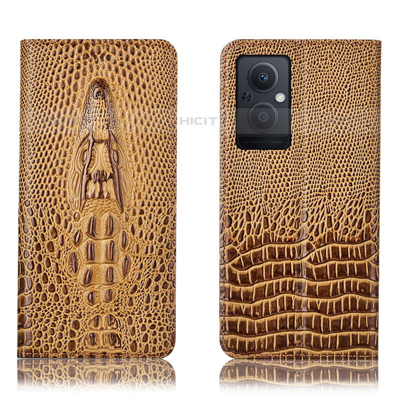 Funda de Cuero Cartera con Soporte Carcasa H03P para Oppo Reno7 Z 5G Marron