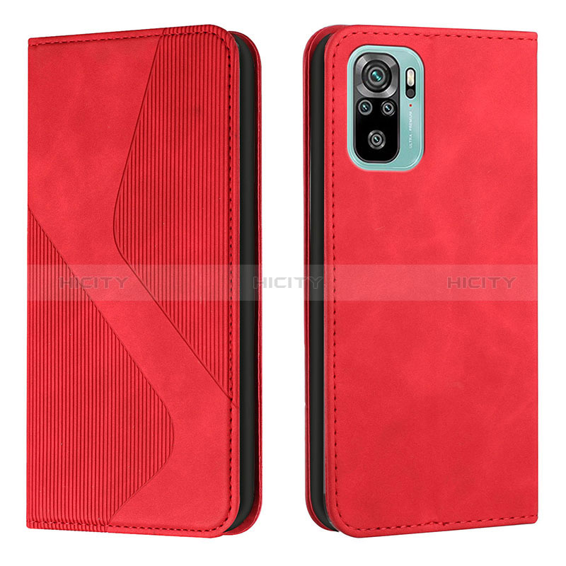 Funda de Cuero Cartera con Soporte Carcasa H03X para Xiaomi Redmi Note 10 4G Rojo