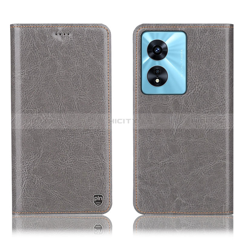 Funda de Cuero Cartera con Soporte Carcasa H04P para Oppo A78 5G Gris