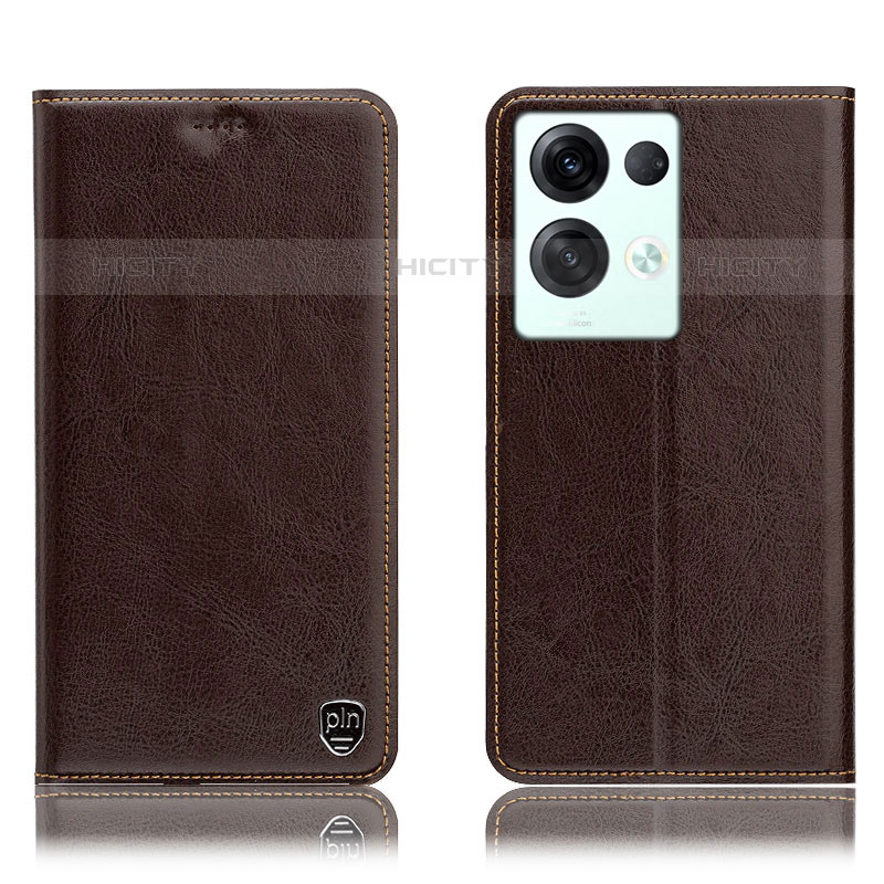 Funda de Cuero Cartera con Soporte Carcasa H04P para Oppo Reno8 Pro 5G Marron