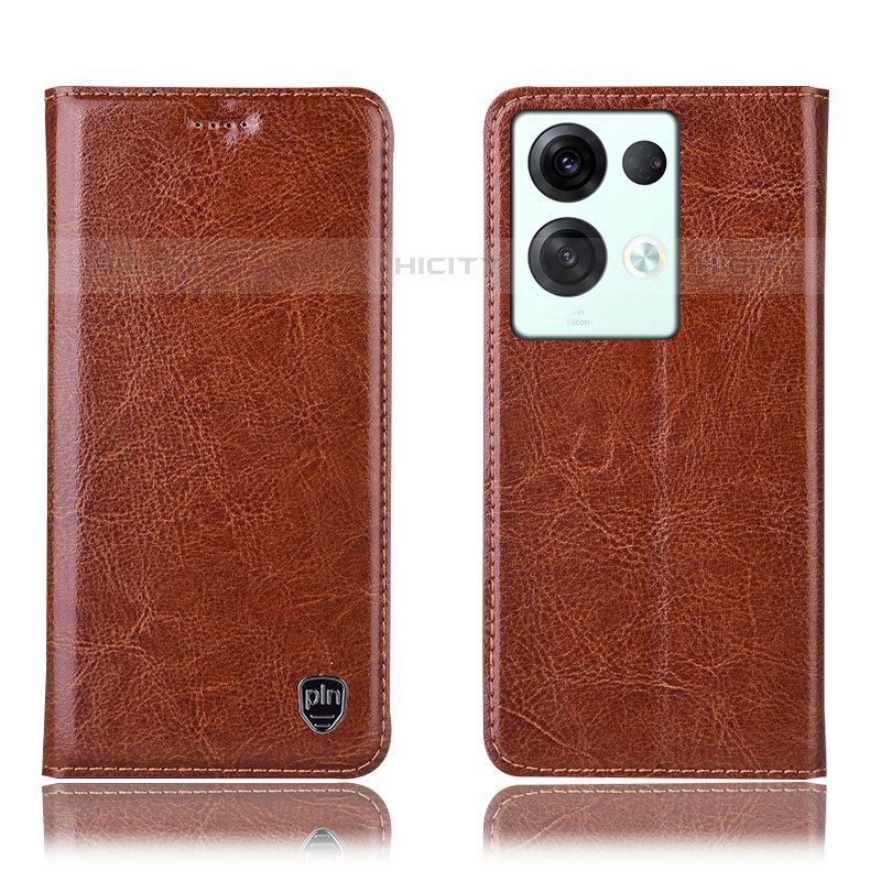 Funda de Cuero Cartera con Soporte Carcasa H04P para Oppo Reno8 Pro 5G Marron Claro