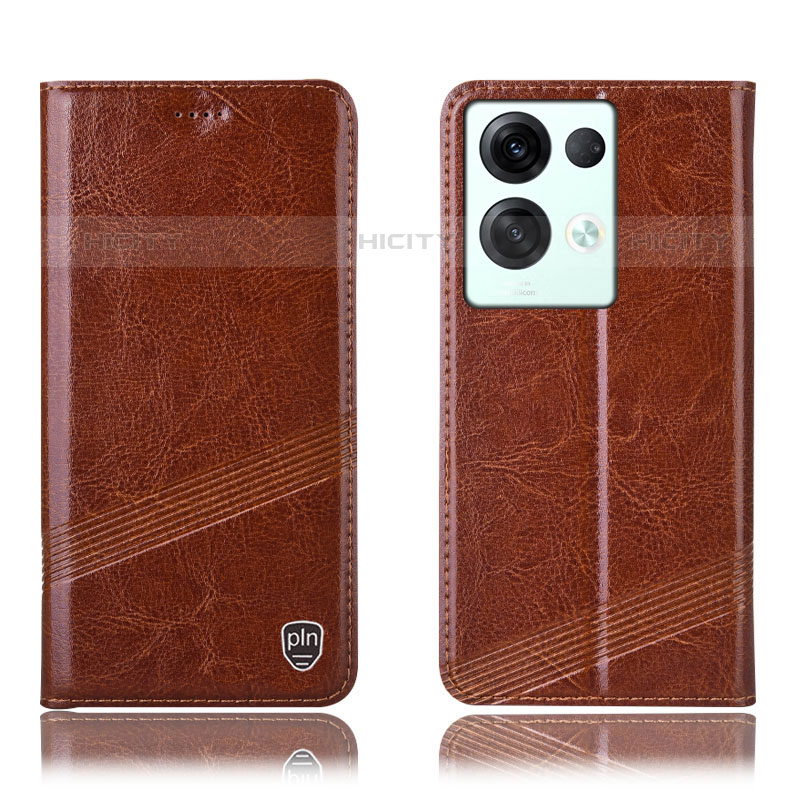 Funda de Cuero Cartera con Soporte Carcasa H05P para Oppo Reno8 Pro+ Plus 5G Marron Claro