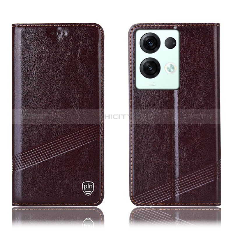 Funda de Cuero Cartera con Soporte Carcasa H05P para Oppo Reno9 Pro+ Plus 5G Marron