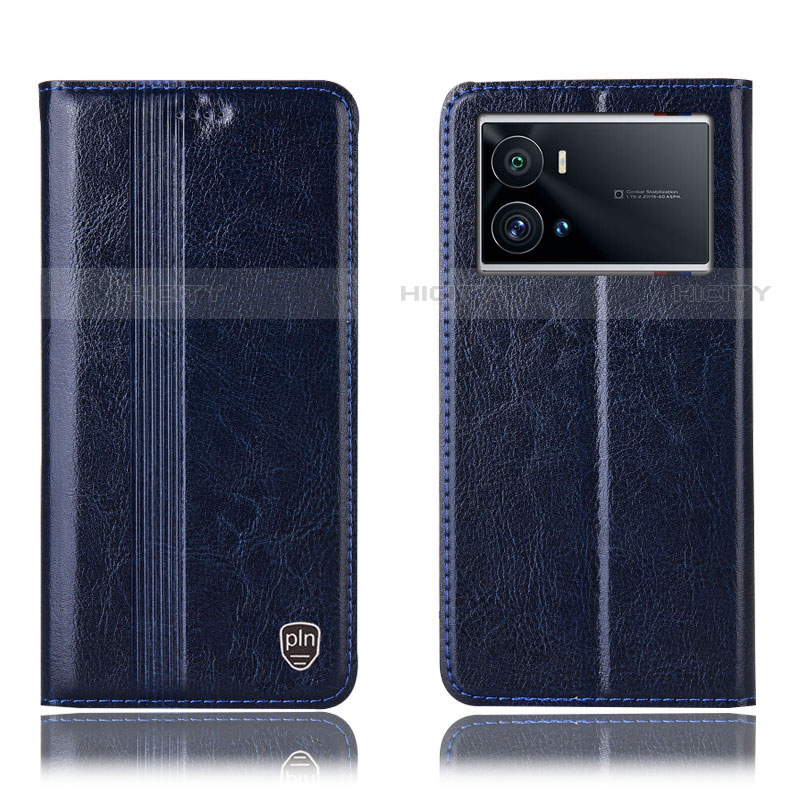 Funda de Cuero Cartera con Soporte Carcasa H05P para Vivo iQOO 9 5G Azul Real